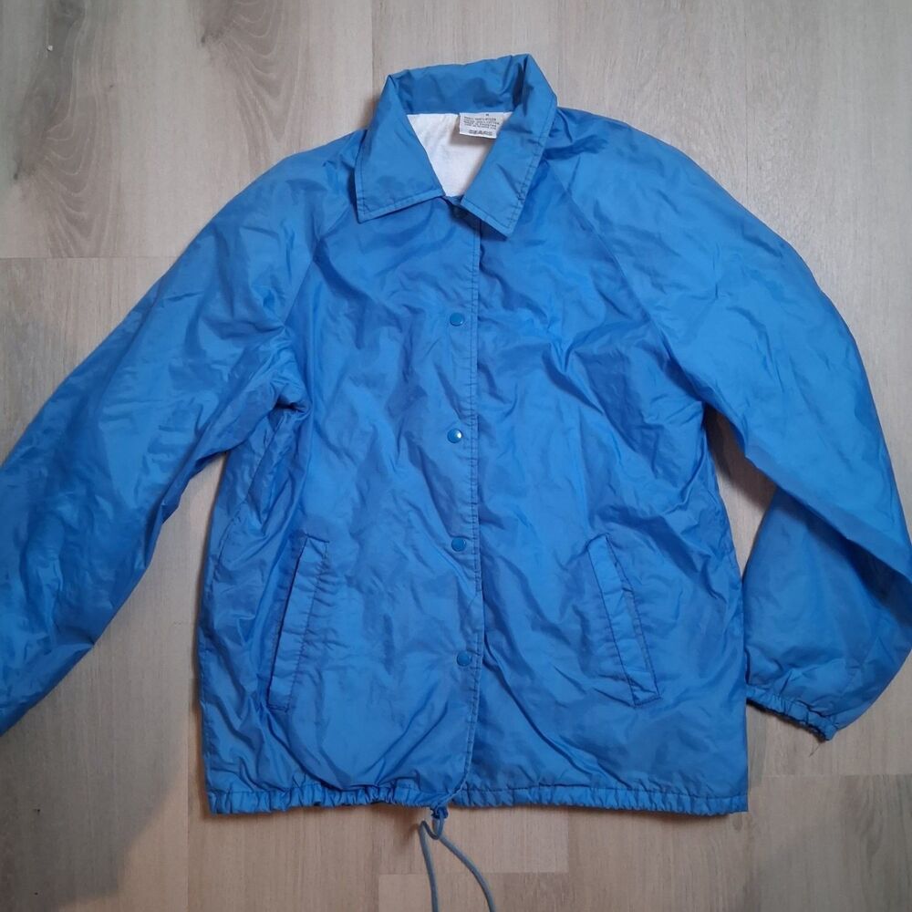 Vintage 80s Sears Coaches Jacket Mens M Blue Lined Windbreaker 1980s